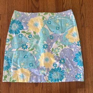 💙💚Lilly Pulitzer Vintage Yellow & Blue King Crab Print Skirt Size 10💚💙